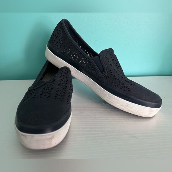 Sperry Seaside Perforated Sneakers Womens Size 9 Navy Suede Slip On - Picture 5 of 8